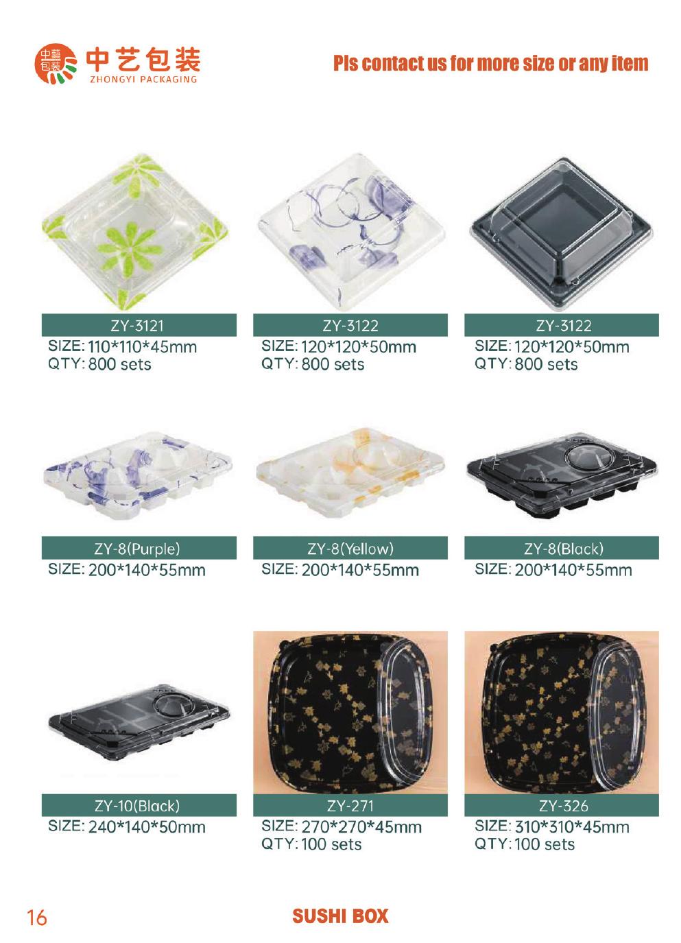ZY-10 Black plastic food packaging